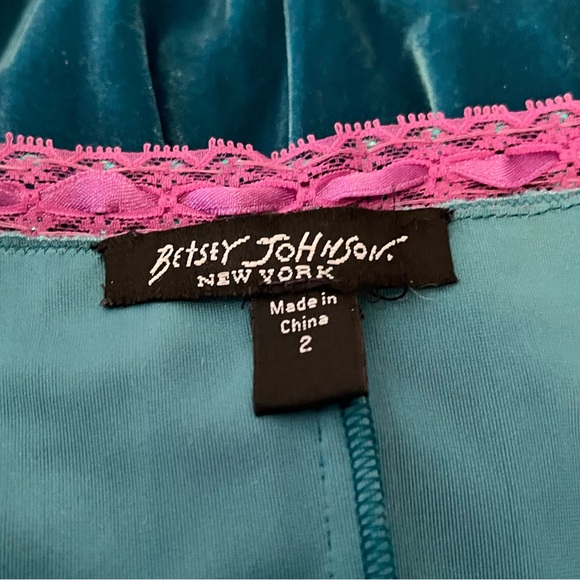 RARE Vintage Betsey Johnson New York Velvet Lace Ribbon Sequin Slip Dress - Picture 10 of 12